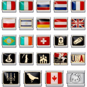 Accesorios DIY: Dijes Modulares Elásticos Hechos a Mano con Bandera Nacional Italiana, de Acero Inoxidable con Baño de Oro Rosa, a la Moda para Hombre - Product Image 1