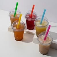 Gobelets à café jetables en PET transparent de haute qualité, à paroi simple, personnalisables, avec couvercles en dôme pour boissons glacées, durables, tailles de 8 oz à 24 oz