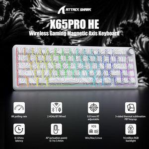 Tấn Công Shashark X65 Pro Ông Từ Bàn Phím Cơ Khí 60% Hot Swappabletri-Chế Độ Có Dây 8K + 2.4G Không Dây BT RGB Hợp Kim Nhôm - Product Image 5