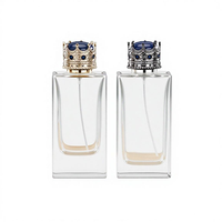 Flacon de parfum carré plat de luxe transparent vide de 50 ml avec bouchon à vis, givré et sérigraphié, pour diffuseur à bâtonnets, avec boîte d'emballage