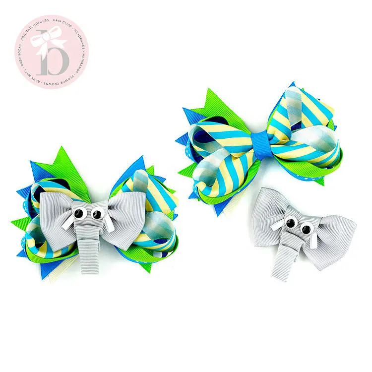 New 3In1 Boutique Grosgrain Ribbon Hair Bows Accessories For Baby Girls