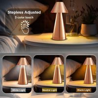 Lampe de table de luxe sans fil TSINYE avec commande tactile lampe de bureau rechargeable à piles 3 couleurs lampe portable à intensité variable