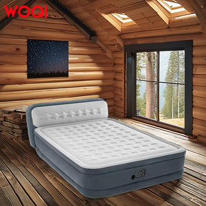 Colchón inflable Woqi con cabecera tamaño Queen, bomba incorporada para dormir y acampar, color gris, material de poliéster. - Product Image 1