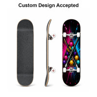 Planche à roulettes complète personnalisée OEM en bois d'érable, 80 cm, double kick, deck rétro, roulements ABEC-7