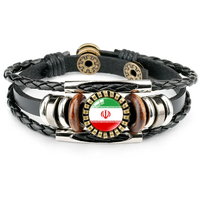 Bracelet en cuir vintage avec drapeau du Panama, drapeaux nationaux du monde, bracelet multicouche de style punk, orné de cristaux, personnalisé