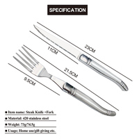 Nouveau lancement Laguiole ensemble de couteaux à steak de boeuf dentelé français acier inoxydable 3Cr14 Western Design écologique lave-vaisselle
