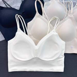 D681 # Soutien-gorge de sport en soie glacée sans couture pour <span class=keywords><strong>femme</strong></span>, à <span class=keywords><strong>prix</strong></span> réduit, style débardeur sexy sans armatures, sous-vêtement, articles en stock - Product Image 4