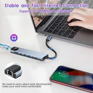Station d'accueil personnalisée 3 4 5 6 7 8 11 en 1, 3 ports <span class=keywords><strong>USB</strong></span>, concentrateur <span class=keywords><strong>USB</strong></span> 3.0, séparateur et lecteur de cartes SD/TF, multifonction, extension <span class=keywords><strong>USB</strong></span>/Type-C - Product Image 4