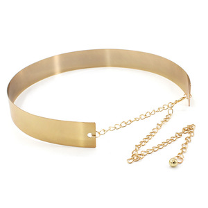 Women Punk Full Metal Mirror Skinny Waist <strong>Belt</strong> 2cm 3.5cm Metallic <strong>Gold</strong> Plate Wide <strong>Chains</strong> Lady Adjustable <strong>Belt</strong> <strong>for</strong> <strong>Dress</strong> - Product Image 1