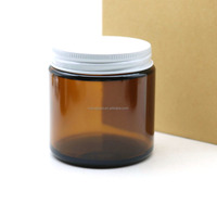 Porte-bougies en verre ambré de haute qualité 2oz 3.3oz 4oz 8oz 60ml 100ml 120ml 250ml avec couvercle blanc pour Noël