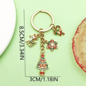 Llavero Personalizado Estilo Dibujos Animados de Árbol de Navidad y Papá Noel, de Aleación de Zinc, Impermeable, Impreso con Letras, con Diseño de Alce, Copo de Nieve y Bolsa de Dulces - Product Image 2