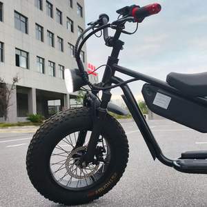 Moto <span class=keywords><strong>électrique</strong></span> rétro puissante de 16 pouces avec batterie cachée, double suspension, frein à disque, pneus larges pour la neige, le tout-terrain et la plage - Product Image 4