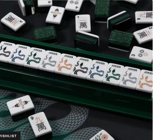 Modern Portable Plastic <b>White</b> Mahjong Tiles Set Printed Game Pieces with Green and Black Backs for <b>Table</b> Entertainment - Product Image 4
