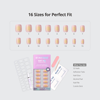 BTArtbox doux Gel XCOAT 3D Floral presse sur les ongles en gros court amande fait à la main bleu français pointe faux ongles