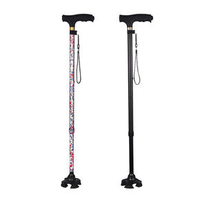 ไม้เท้าเดินป่าอลูมิเนียมอัลลอยด์พร้อมปลายยางกันกระแทก พิมพ์ลายสีดำ ไม้เท้าเดินป่ากลางแจ้ง ปรับได้สามส่วน - Product Image 1