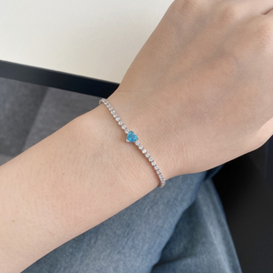 Pulsera de Tenis Romántica con Forma de Corazón en Blanco, Rosa y Azul, con Circonitas, Plata de Ley 925, Pulsera Clásica con Dije de Amor, Regalo para Mujer - Product Image 4