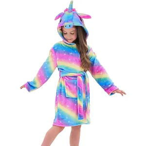 Cute Kids bathrobe Unicorn Hooded Robe Children Pajamas