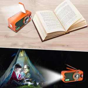 Retro Solar Emergency Radio, AM/FM/SW/NOAA with LED <b>Flashlight</b> & Reading Light - Product Image 5