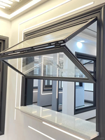 Ventana Plegable Vertical de Aluminio Moderna Personalizada, Mostrador de Bar para Cafetería, Apertura Suspendida, Vidrio de Doble Acristalamiento, Uso en Exteriores