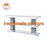 Table console haute en faux diamant concassé avec miroir et étagère, prix compétitif