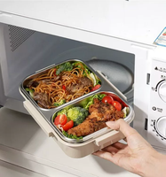 Boîte à lunch portable en acier inoxydable pour enfants, sans BPA, avec 3 compartiments, conteneur de rangement, logo personnalisé