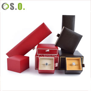 <b>Red</b> PU Leather Luxury Jewelry Packaging <b>Paper</b> Box Modern Design Pendant Necklace Bracelet Diamond Ring Bangle PU Leather Box Set - Product Image 2