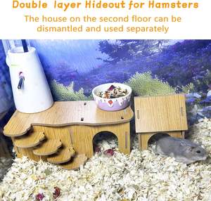 Escondite para Hámster con Escalera, Laberinto de Madera de Doble Capa para Hámster Enano, Túnel con Múltiples Cámaras, Decoración para Hábitat - Product Image 2