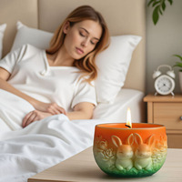 Pot de fleur 3D mignon en forme de lapin Moule en silicone pour jardinière en plâtre Vase en ciment Moule en argile Moule pour bougie Boîte de rangement en argile pour ciment