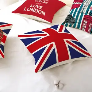 Disesuaikan OEM bendera inggris 3D bantal cetak sarung bantal cinta London bus bantal sarung bantal dekoratif