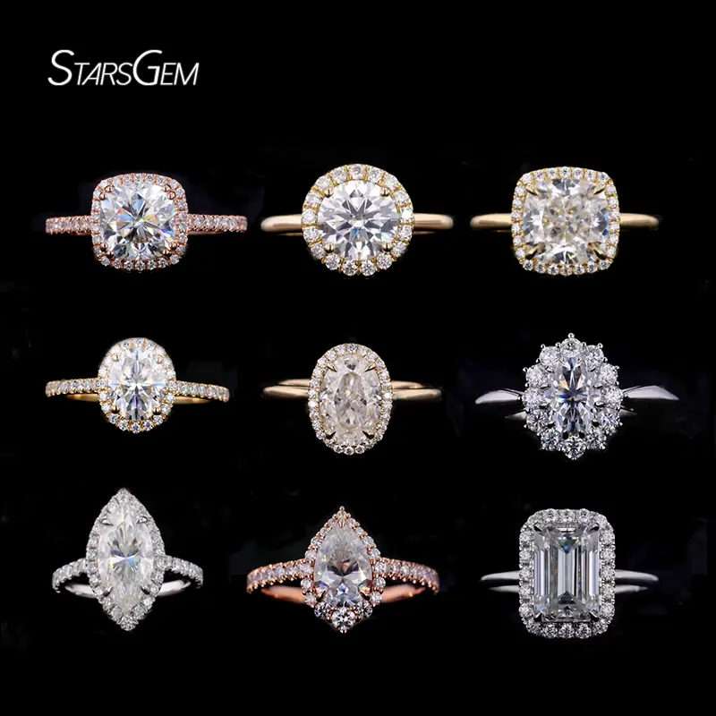 Starsgem Custom Diamond Wedding Ring Woman S925 10K 14K 18K Gold Fine Jewelry Engagement Moissanite Ring