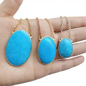 Wholesale Modern 925 Sterling <b>Silver</b> Gemstone Jewelry <b>Sets</b> Custom Oval Synthetic Turquoise <b>Necklace</b> Rose Gold Finish - Product Image 1