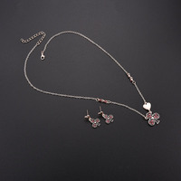 Bijoux exquis et simples, collier et boucles d'oreilles personnalisés en zircon fleur de prunier, ensemble deux pièces