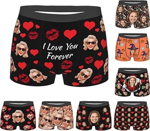 Calzoncillos <span class=keywords><strong>para</strong></span> Hombre con Foto Personalizada Impresa Digitalmente, Diseño Romántico, Antibacterianos, Transpirables, Tejido de Poliéster Ecológico, Regalo de <span class=keywords><strong>San</strong></span> Valentín - Product Image 6