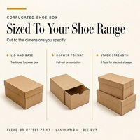 Boîte à chaussures en carton ondulé personnalisée, taille sur mesure, impression de logo personnalisé, emballage pour chaussures, certifiée FSC