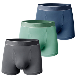 New <b>Men's</b> Boxer <b>Trunk</b> Solid Soft Short Leg Micro Modal Open Fly Underwear Support Pouch Soft Comfort Boxers Briefs for <b>Men</b> - Product Image 1