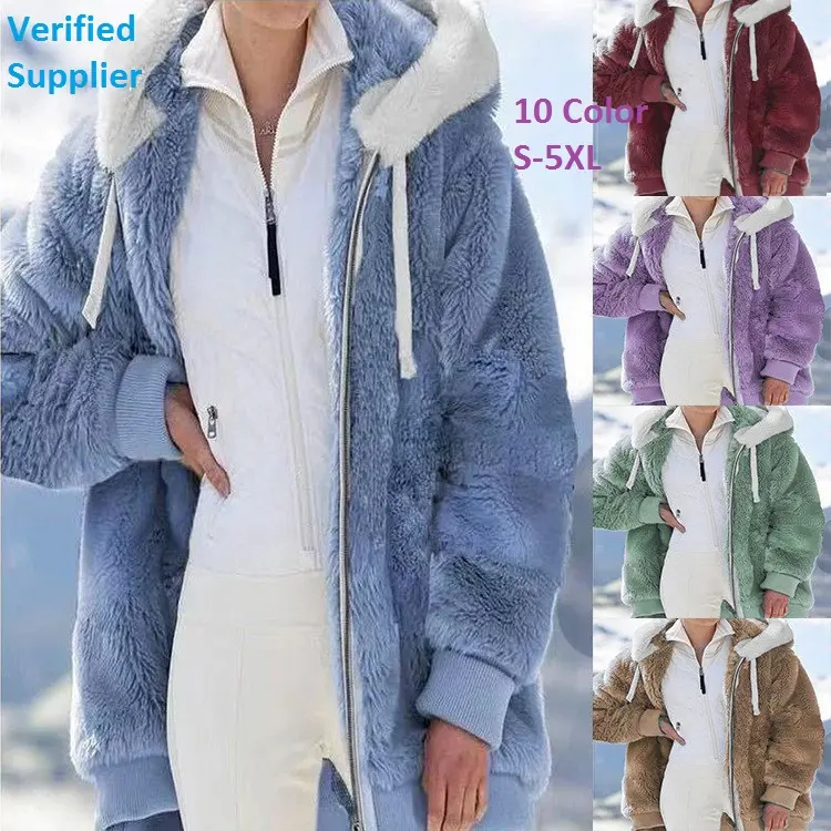 2022 Autumn And Winter Clothing Woman Plus Solid Color Loose Plush Hooded Jacket Plus Size 5Xl Coat Women Ladies Jacket Winter