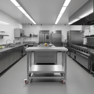 โต๊ะทำงานครัวสแตนเลส Vevor ขนาด 36x24 นิ้ว สำหรับเชิงพาณิชย์ พร้อมล้อ 4 ล้อ ขาปรับระดับความสูงได้ ผิวขัดเงา - Product Image 2