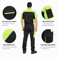 Ensemble de vêtements de travail pour mécanicien industriel, bicolore, avec poches cargo à surpiqûres, logo personnalisé, uniforme de travail pour atelier