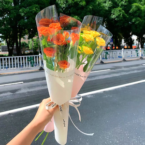 Single Flower Wrapping Bag for Rose Transparent Plastic Bouquet Sleeve for Valentine's Day Teacher's Day Gift Wrapping Paper - Product Image 1