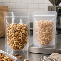 Sachet Doypack Transparent Givré Refermable avec Fermeture Éclair, Qualité Alimentaire, pour Emballage de Noix (Noix de Cajou, Amandes), Vente en Gros