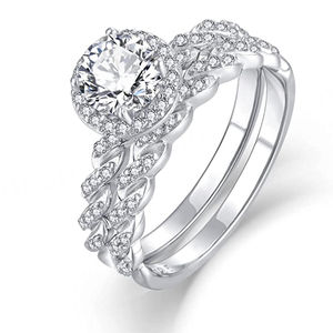 Anillo de Compromiso de Plata de Ley 925 con Corte de Pera y Halo al por Mayor - Product Image 2