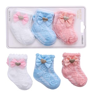 Chaussettes Bébé Respirantes et Anti-Transpiration, Nœud Papillon en Maille, Couleur Unie, pour Nouveau-né, Coffret Cadeau <span class=keywords><strong>3</strong></span>-en-1 - Product Image 4