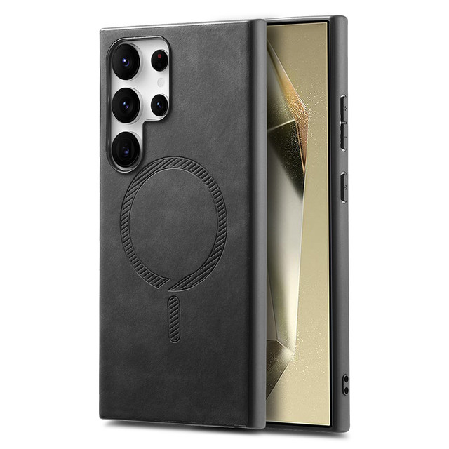 Luxury PU Magnetic Support Wireless Charging Silicone Cover Shockproof Mobile Phone Case For Galaxy S25 Ultra