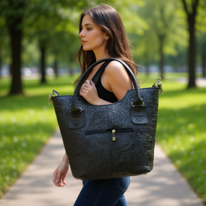 Sac fourre-tout Fana Wendy en cuir véritable grande capacité, noir, avec rabat, sac à main décontracté de luxe pour femme, usage quotidien - Product Image 2