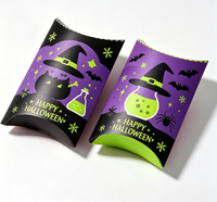 Boîte à friandises en forme de coussin pour Halloween, impression couleur, mini-boîte en papier pour chocolats et bonbons