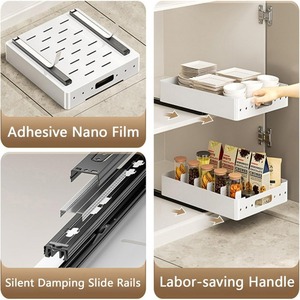 Penyimpanan rumah kabinet tarik pengatur 16.9 \ "D putih dapur kamar mandi dapur 11.8" W rak geser tetap perekat laci penyimpanan - Product Image 5