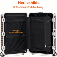 Valise de luxe à motif damier 26 pouces, grande capacité, étanche, avec serrure à code TSA, entièrement en aluminium, pour les professionnels