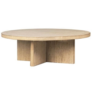 Table basse ronde en bois massif recyclé, style américain, durable, pour salon et patio - Product Image 1