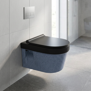 WC mural intelligent en céramique sans rebord, imprimé style rétro moderne, taille standard, gris, sanitaires EWC - Product Image 2