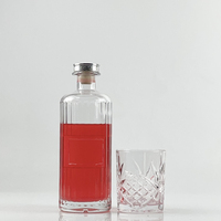 Bouteilles en verre rondes à épaule plate et à large ouverture de 750 ml pour vodka, brandy, whisky, tequila, vin avec bouchon en liège